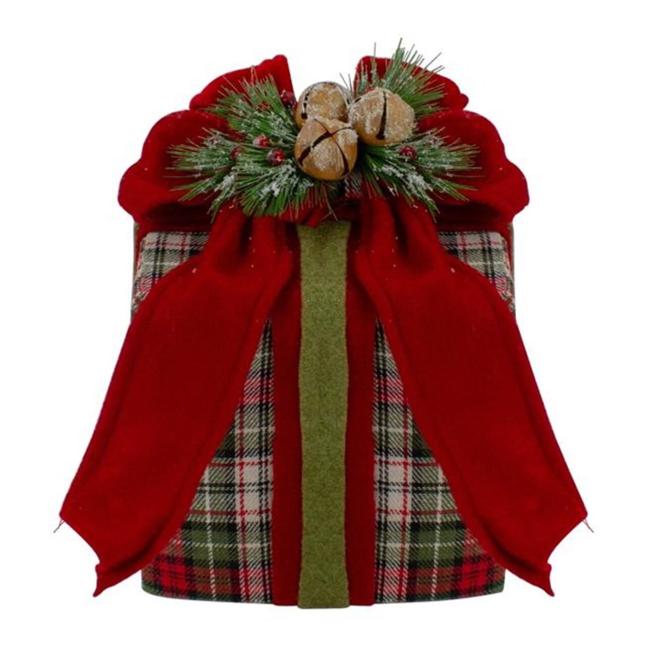 Northlight 34302448 9 in. Red &#x26; Green Plaid Christmas Present Decoration with Bow